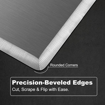Wooden Steel Barbecue Grill Tool, Griddle Accessories for Blackstone, Multi Kitchen Flippers with Full Tang Handle & Beveled Edges, Spatula/Turner/Scraper for Flat Top Grill- Thicker Steel Blade