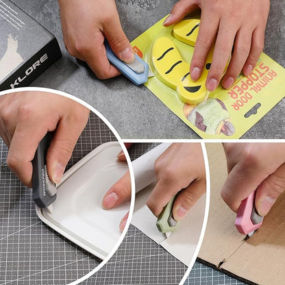 WORKPRO 8PCS Ceramic Small Safety Box Cutter, Automatic Rebound Mini Letter Opener, Quick Change Retractable Blade Razor Knife, with Extra Blades