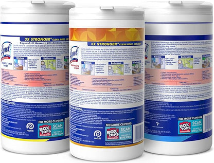 Lysol Disinfectant Wipes Bundle, Dorm Room Essentials, Multi-Surface Cleaning Wipes, For Disinfecting & Cleaning, Lemon & Lime Blossom, Crisp Linen, Mango & Hibiscus, 3x80 ct