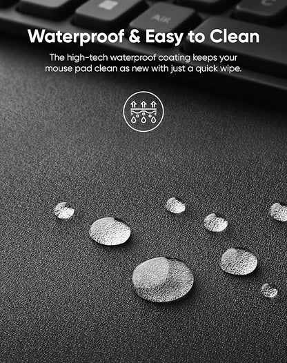 Waterproof Large Gaming Mouse Pad with Durable Stitched Edges, Non-Slip Rubber Base, Grainy Jacquard Mouse Mat Desk Pad for Home Office Gaming, 35.4''x15.7''x0.12'', Matte Black