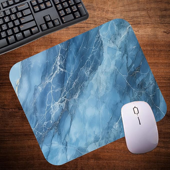 Blue Marble Agate Mouse Pad Mat Mousepad for Desk Computer Laptop PC Gaming Home or Office Gift Marbled Abstract (Blue Marble MP10)