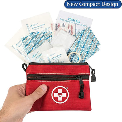 Swiss Safe 2-in-1 First Aid Kit for Car, Travel & Home, Businesses - Bonus Mini Kit for Medical Emergency Aid, Survival, Camping - 64 Piece, 25 Pack