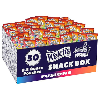 Welch's Fruit Snacks, Juicefuls Fusions, Assorted Fruit Flavor, Stocking Stuffers, Bulk Pack, Gluten Free, Natural Colors & Flavors, 0.8oz (Pack of 50)