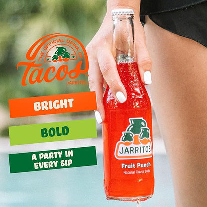 Jarritos - Mexican Soda Soft Drinks, Fruit Punch (17.7 oz, 524ml) 24 Bottles - Made with Real Cane Sugar - 0g Fat - Made in Mexico - Natural Flavor Soda Pop - Party & BBQ Beverages