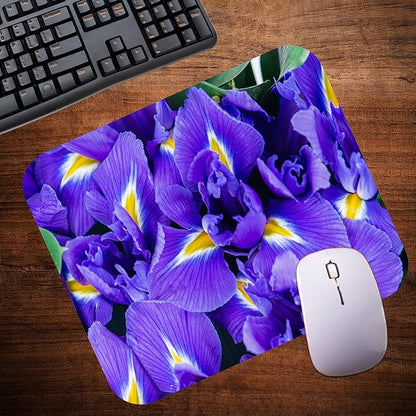 Floral Pattern Flower Mouse Pad Mat Mousepad for Desk Computer Laptop PC Gaming Home or Office Gift for Her Flowers (Iris MP111)