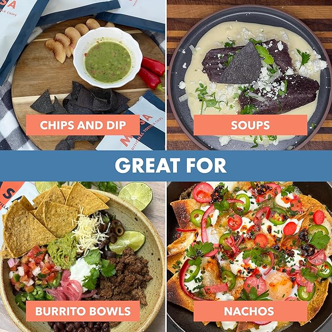 MASA Chips Blue Corn Tortilla Chips - Naturally Grown Blue Corn with Grass Fed Tallow and Sea Salt Tortilla Chips - No Seed-Oil Snacks - 2 Pack, 5 Ounce Each
