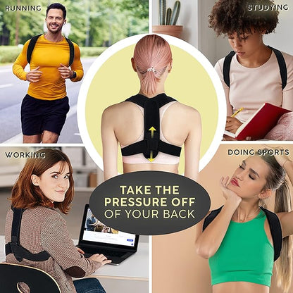 Neck Stretcher & Posture Corrector for Women and Men, Cervical Traction for Spine Alignment, Adjustable Upper Back Brace & Elastic Support for Shoulder Back Pain Relief (Dark Blue)