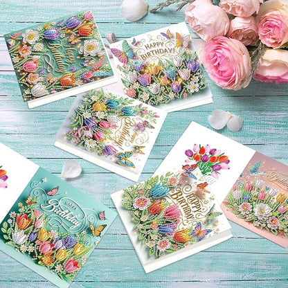 jinglinhh 12pcs Diamond Art Painting Flower Bouquet Handbag Greeting Cards with Envelopes, DIY Card Making Kits for Adults, Diamond Art Postcards Christmas Cards Craft Gifts