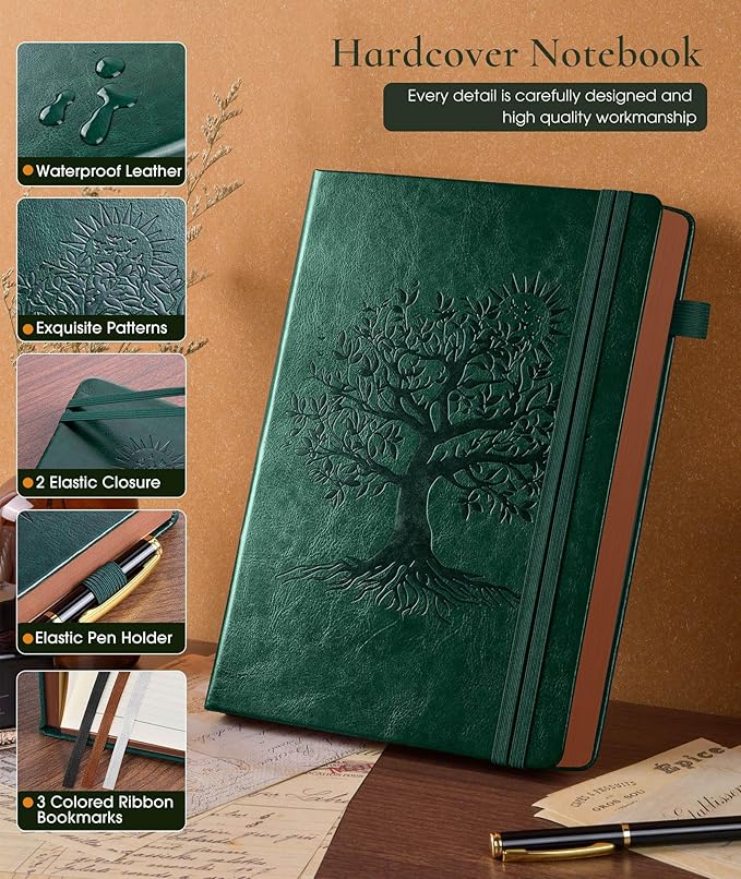 Vintage Leather Journal with 300 Numbered Pages,A4 Lined Journal for Men Women,Daily Journals for Writing,College Ruled Notebook for Work,School,Note taking,Travel Diary,Large (8.5" X 11.3")