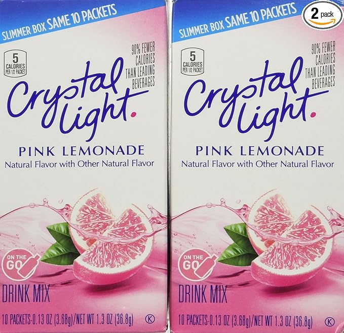 Crystal Light On The Go Pink Lemonade Drink Mix, 10 ct, pack of 2