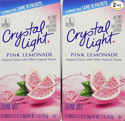 Crystal Light On The Go Pink Lemonade Drink Mix, 10 ct, pack of 2