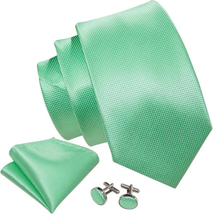 Barry.Wang Tie Sets for Men Silk Solid Necktie Stain Ties Handkerchief Pocket Square Cufflinks Wedding Business Dyed