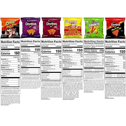 Frito-Lay Fiery Mix Variety Pack, Hot & Spicy Snacks Single Serve Bags, (Pack of 40), Flamin' Hot Cheetos, Doritos, Chester's Hot Fries