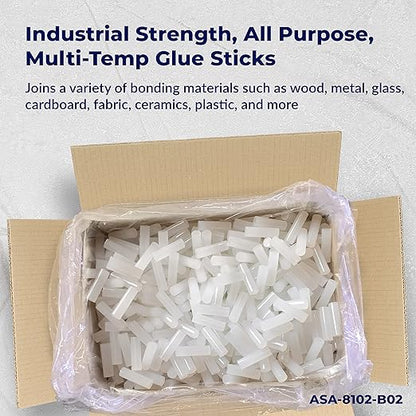 ASA 5/8" x 2" Long. Clear Hot Melt Glue Sticks. All Purpose. High Temp, Good for Toy, Ornament, Plastic, Wood, Fabric, Ceramic, Craft, Carton, and Fabric, 25 lbs (Approx. 1416 Sticks)