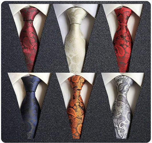 Adulove Men's Necktie Classic Silk Tie Woven Jacquard Neck Ties 6 PCS