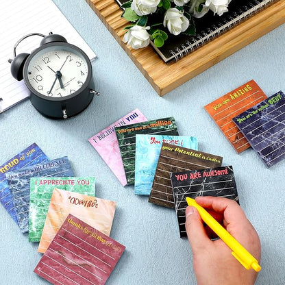 Yinder 24 Pcs Inspirational Sticky Notes Christmas Stocking Stuffers Motivational Sticky Notes Pad Employee Appreciation Gift Bulk for Teacher Nurse Coworker Office 3 x 3'' (Appreciation,Marble Color)