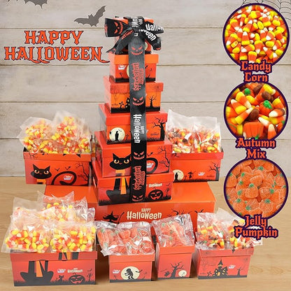 3 Flavor Variety Pack, Candy Corn (1.5 lbs), Autumn Mix (1 lb), Jelly Pumpkins (1 lb), Total 3.5 Lbs, Individually Wrapped, Festive Gift Tower