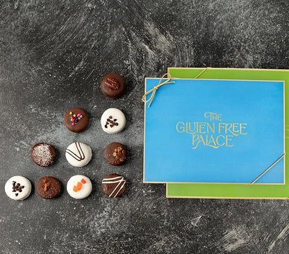 Gluten Free Palace Holiday Cookies Gift Basket – Vegan Gluten Free Chocolate Covered Cookies – Gourmet Cookie Gift for Christmas, Thanksgiving & New Year – Delicious Holiday Treats for Men & Women (12 Count)