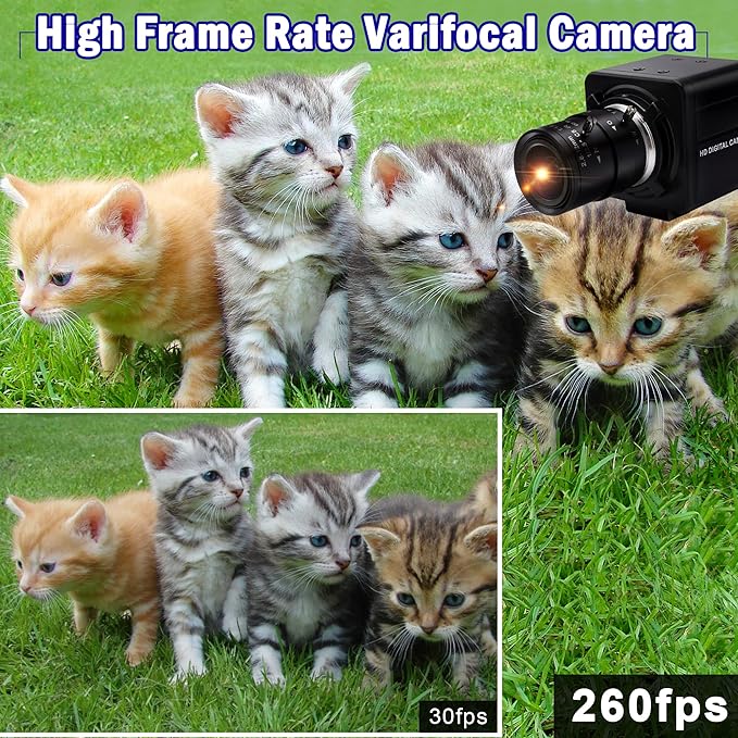 USB Camera 1080P High Speed 260fps 2.8-12mm 4X Optical Zoom Lens 2MP USB Webcam Manual Close up Zoom in and Out,UVC Computer Comference Golf Swing Camera for Raspberry Pi Windows Mac