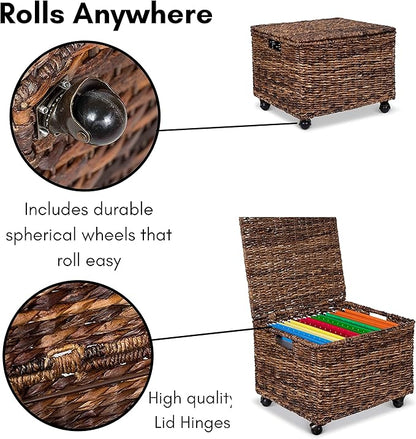 BirdRock Home Seagrass Rolling File Cabinet