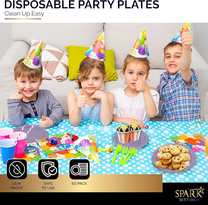 Lavender 6 3/4 Inches Paper Dessert Plates, Strong and Sturdy Disposable Plates for Party, Dinner, Holiday, Picnic, or Travel, Pack of 50