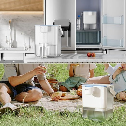Frizzlife 400-Gallon Electric Water Filter Dispenser with 2 Filters (8-Stage Filtration), NSF/ANSI 53&42&372 Standards Reduce 99.89% of Lead,6 Months Countertop Rechargeable Water Pitcher, MD40 System