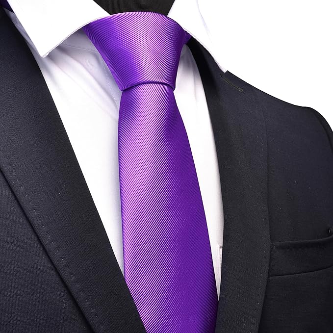 GUSLESON Classic New 3.15"（8cm） Men's Solid Color Necktie Wedding Business Tie + Gift Box