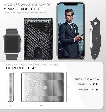 Suavell Slim Wallets for Men. RFID Money Clip Wallet, Slim Wallet, Thin Front Pocket Credit Card Wallet, Minimalist Bifold (Ocean Stone Pilot)