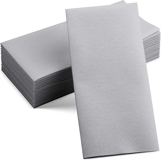 50-Pack Disposable Linen-Feel Grey Napkins, 12" x 17" Cloth-Like Paper Dinner Napkins For Wedding, Bathroom, Party Or Event
