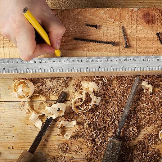 Metal Ruler with Cork Backing, 12 Inch & 18 Inch Stainless Steel Rulers, Non-Slip Straight Edge Measuring Tools with Inch and Centimeter Markings for School, Office, Woodworking