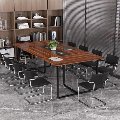 8FT Conference Table,Conference Room Table with Grommet,Stable Structure,Adjustable Foot Pads,Large Seminar Table for Office Meeting 94.4 L x 47.2 W x30.7 H (Brown)