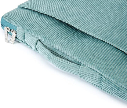 Kinmac Green Corduroy 360° Heavy Duty Protective Laptop Sleeve Case Bag Cover with Handle for MacBook Air 13 inch,iPad Pro 13 inch and 13.3 inch HP,Dell,Lenovo,Asus,Acer Laptop