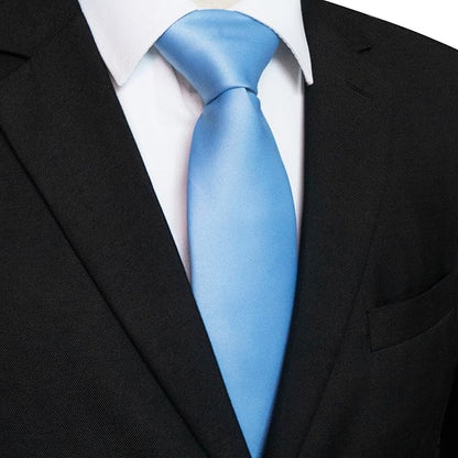 RBOCOTT Solid Color Tie and Pocket Square Hankerchief with Lapel Pin Set for Men