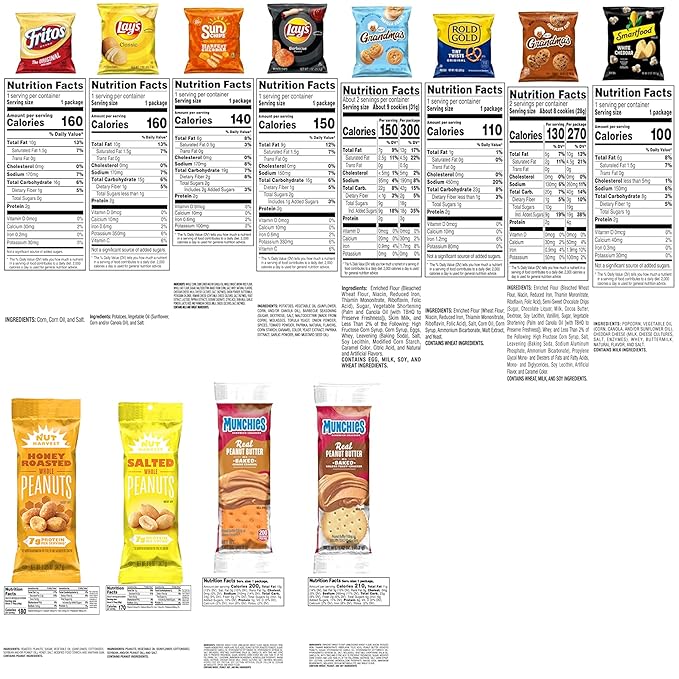 Frito-Lay Sweet & Salty Snacks, Variety Mix of Cookies, Crackers, Chips & Nuts, (Pack of 50)