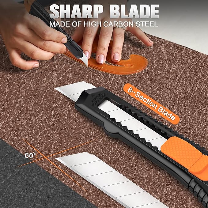 Box Cutter, Utility Knife, 16 Pack Box Cutter Retractable, Box Cutter Knife for Cardboard, Paper, Vinyl, Retractable Utility Knife Heavy Duty, 18mm Wide Snap-Off Blade, Box Cutters