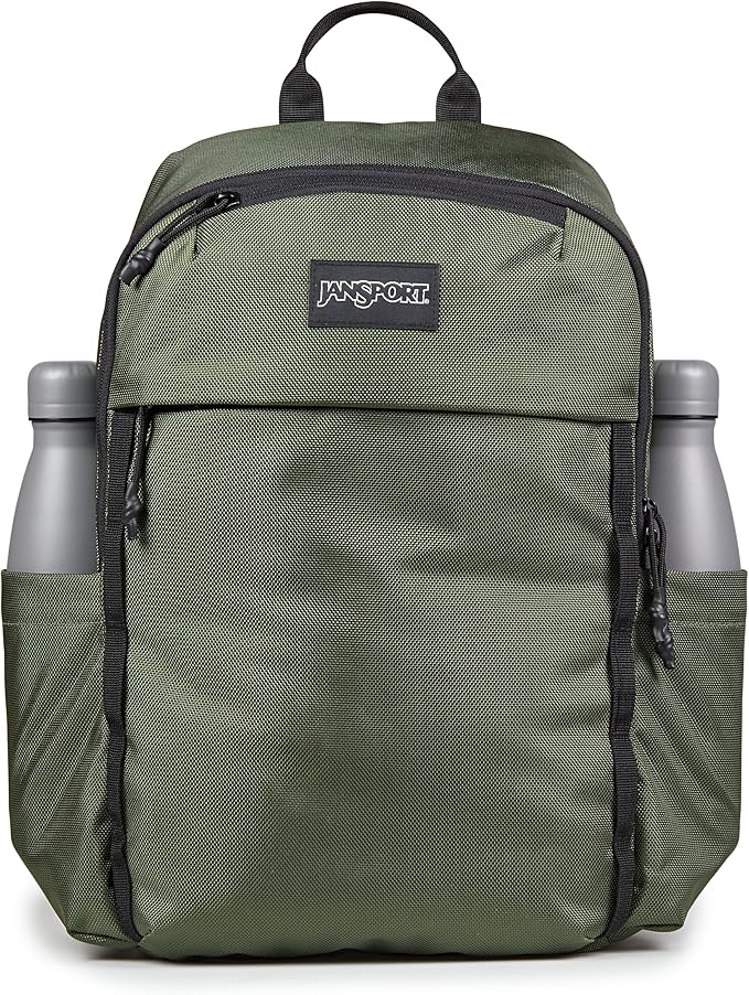 JanSport Venture Daypack – Travel Pack With Large Main Compartment, Padded Laptop Sleeve, Dual Water Bottle Pockets, and Attachment Buckles, Cargo Green