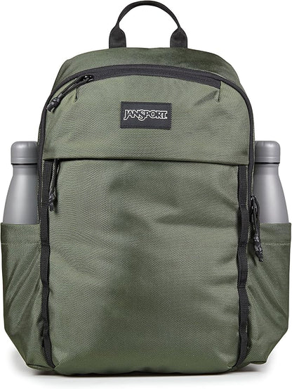 JanSport Venture Daypack – Travel Pack With Large Main Compartment, Padded Laptop Sleeve, Dual Water Bottle Pockets, and Attachment Buckles, Cargo Green
