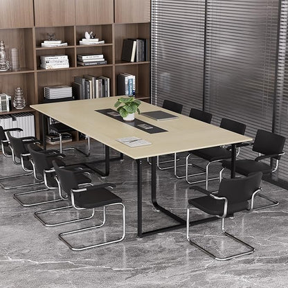 8FT Conference Table,Conference Room Table with Grommet,Stable Structure,Adjustable Foot Pads,Large Seminar Table for Office Meeting 94.4 L x 47.2 W x30.7 H (Wood)