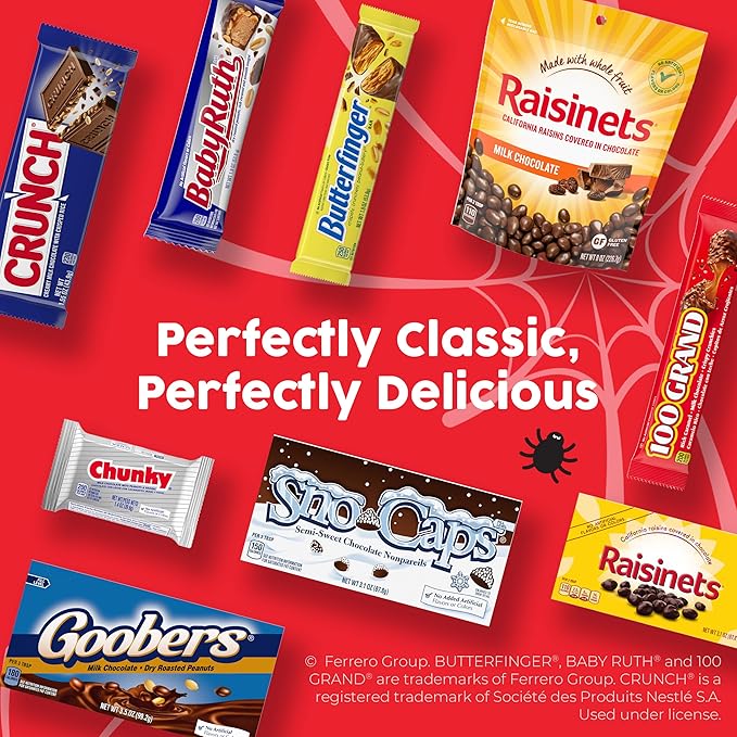 Butterfinger, CRUNCH, Baby Ruth, 100 Grand Minis, Assorted Candy Bars, Great for Sharing, Bulk 135 Count Pack, 55.3 oz