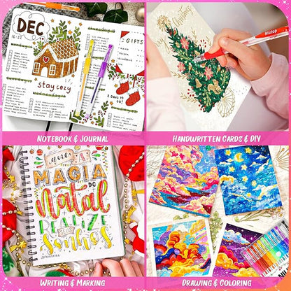 Stocking Stuffers for Kids Teens Girls Boys, 12-Color Scented Glitter Gel Pens, Coloring Markers Colored Pen Set, Cute Glitter Pens Journaling Supplies Fun Stationary, Halloween Christmas Gifts