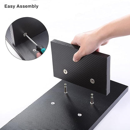 EUREKA ERGONOMIC Dual Monitor Stand - Adjustable Legs, Dual Monitor Riser, Carbon Fiber Computer Monitor Stand, Desktop Organizer, Monitor Stand Riser for PC, Computer, Laptop (Black)