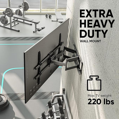 ONKRON Full Motion TV Wall Mount for 42-120 Inch TVs up to 220 lbs, Heavy Duty TV Mount with Swivel and Tilt, Extension Arm, max VESA 1000x600, Large Articulating Television Mount Bracket Black