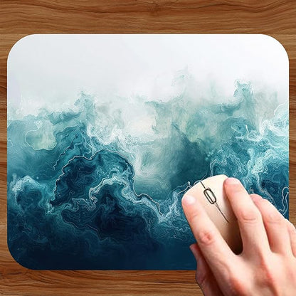 Blue White Marble Agate Mouse Pad Mat Mousepad for Desk Computer Laptop PC Gaming Home or Office Gift Marbled Abstract (Blue White MP13)