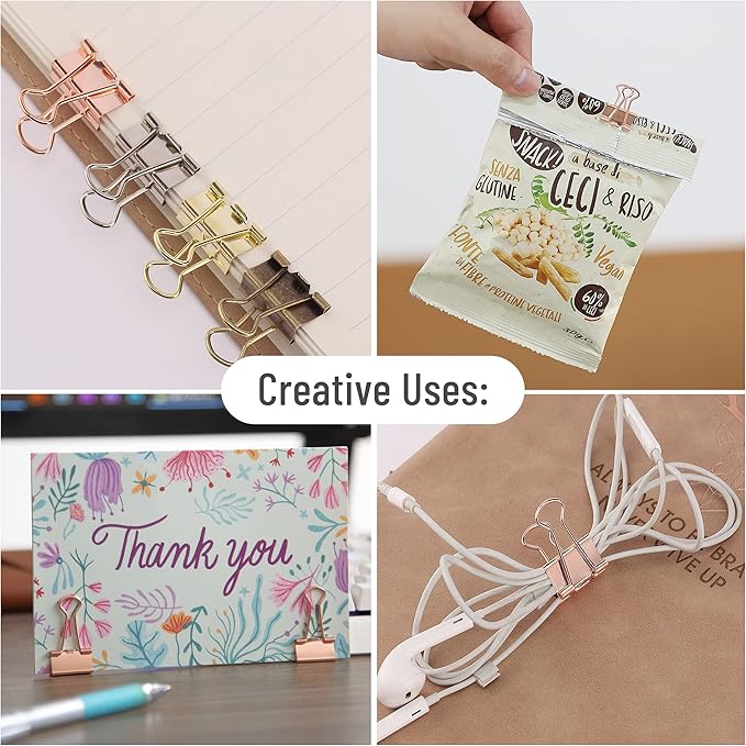 Mr. Pen- Jumbo Binder Clips, 2 Inch, 12 Pack, Rose Gold