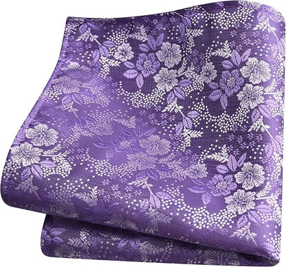 GUSLESON 3.15"（8cm） Mens Floral Tie and Lapel Pin Necktie Hankerchief Cufflinks Set for Men