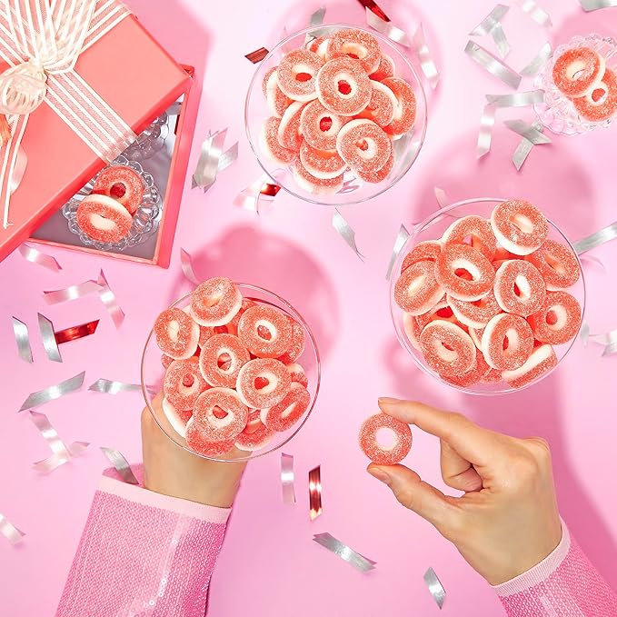 Kervan Candy Bebeto Strawberry Rings - Fruity, Soft, Sweet & Sour Gummy Candy Bulk for Kids, Gift Snacks and Parties - Strawberry Ring Gummies Big Party Size Bag (5 lbs)