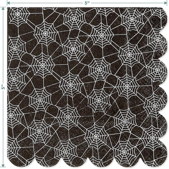 HOME & HOOPLA Halloween Party Cute Monster Disposable Hot Chocolate & Cider Cups With Lids and Scalloped Spider Web Beverage Napkins, 9 Ounce Size (Serves 12)