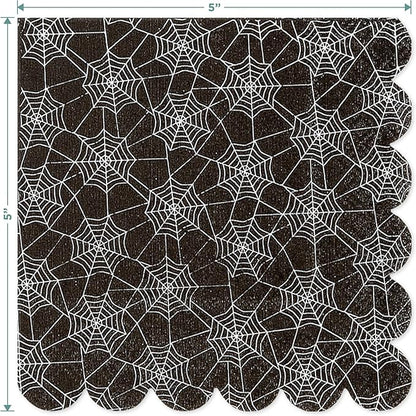 HOME & HOOPLA Halloween Party Cute Monster Disposable Hot Chocolate & Cider Cups With Lids and Scalloped Spider Web Beverage Napkins, 9 Ounce Size (Serves 12)