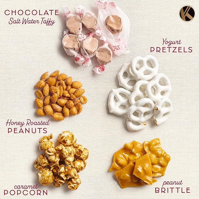 KREMERY Creamy Chocolate Cravings - Thanksgiving Chocolate Covered Pretzels & Caramel Popcorn Gift Basket, in Seagrass Tray + Ribbon (Classic, 1.5 lbs) Holiday Xmas Christmas