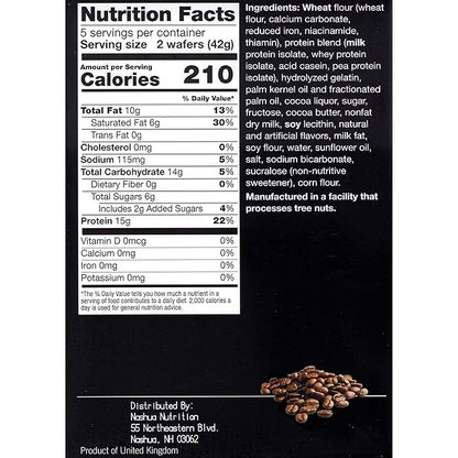 Proti-Thin High Protein Mocha Wafer Squares, 15g Protein, Low Calorie, Low Carb, Low Sugar, Aspartame Free, Diet Wafer Bars, Healthy Snack, 2 Wafers per Serving, 5 Count Box